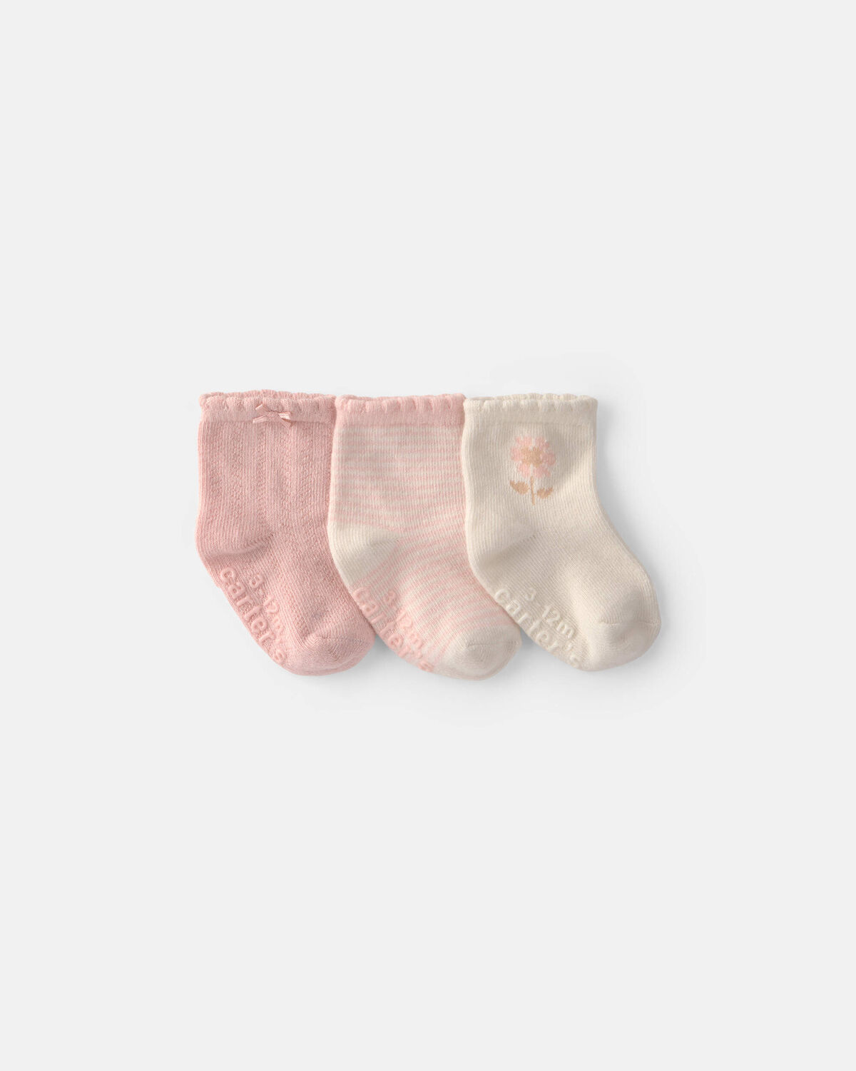 Baby Girl 3-Pack Floral Baby Booties - Pink 1 Baby Girl 3-Pack Floral Baby Booties - Pink