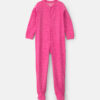 Girls 1-Piece Smiley Faces Fleece Loose Fit Footed Pajama - Pink