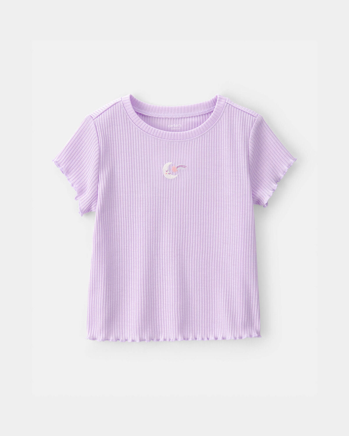 Toddler Girl Moon Rib Loose Fit 2-Piece Pajama Set - Purple 2 Toddler Girl Moon Rib Loose Fit 2-Piece Pajama Set - Purple