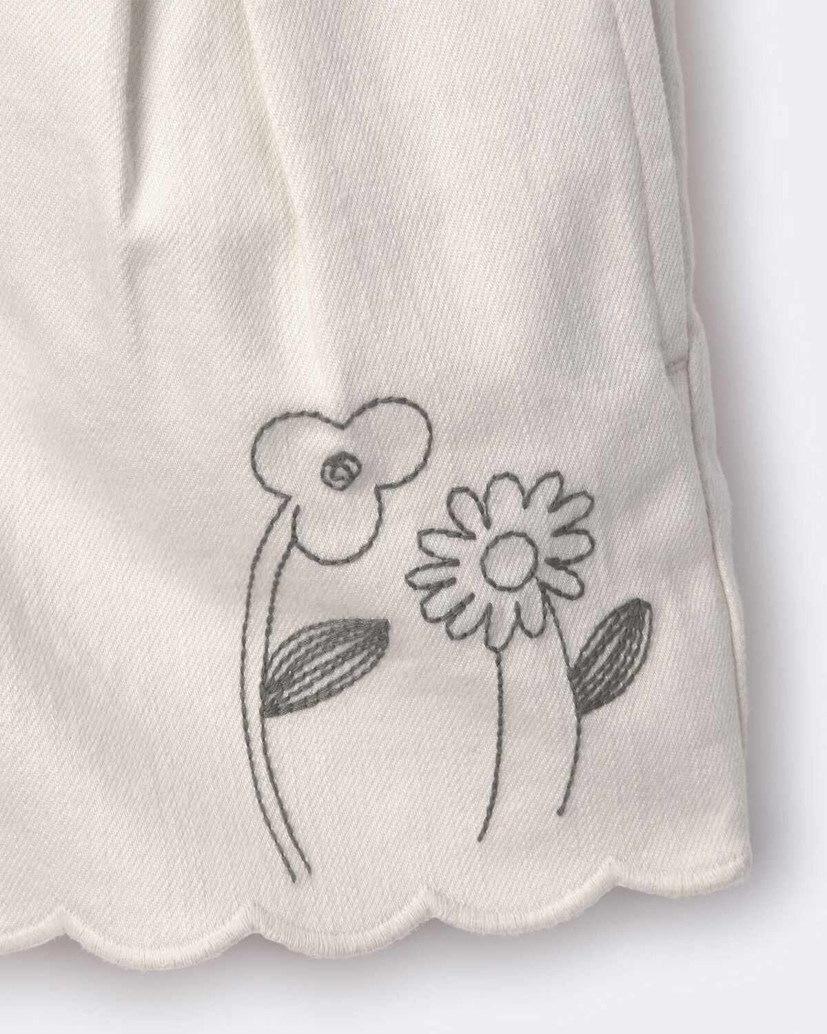 Toddler Girl Floral Scalloped Shorts - Cream 7 Toddler Girl Floral Scalloped Shorts - Cream
