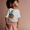 Toddler Girl 'Vibing' High-Low Dolman Tee in Clementine Print - Heather Grey