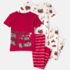 Baby Boy Firetruck Striped 100% Cotton Snug Fit 4-Piece Pajama Set - Red/White