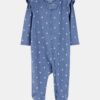 Baby Girl Mini Floral 2-Way Zip Ribbed Sleep & Play Pajamas - Blue