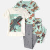 Baby Boy Dinosaur 100% Cotton Snug Fit 4-Piece Pajama Set - Blue/Grey