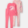 Girls 4-Piece Unicorn 100% Cotton Snug Fit Pajama Set - Coral/Pink