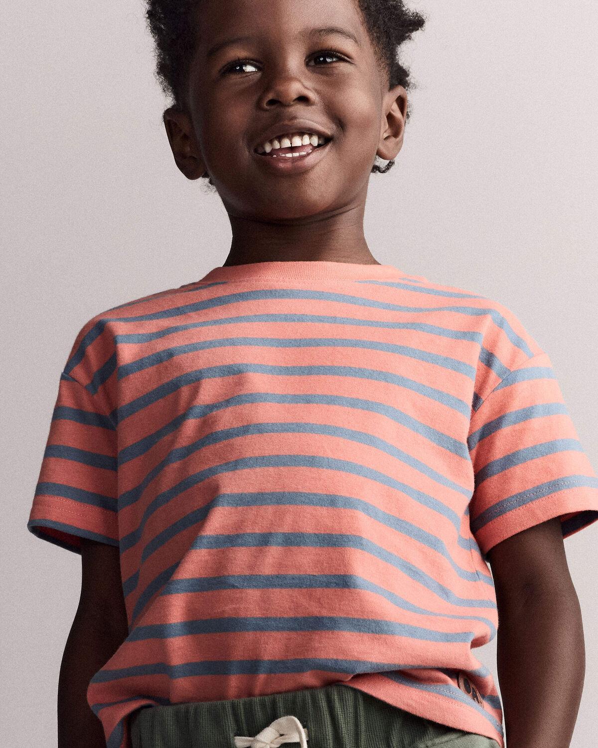 Toddler Boy Relaxed Tee in Stripes - Orange/Blue 1 Toddler Boy Relaxed Tee in Stripes - Orange/Blue