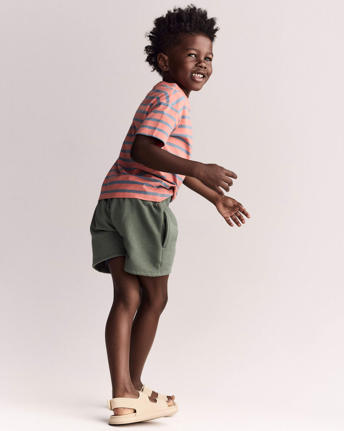 Toddler Boy Relaxed Tee in Stripes - Orange/Blue 6 Toddler Boy Relaxed Tee in Stripes - Orange/Blue
