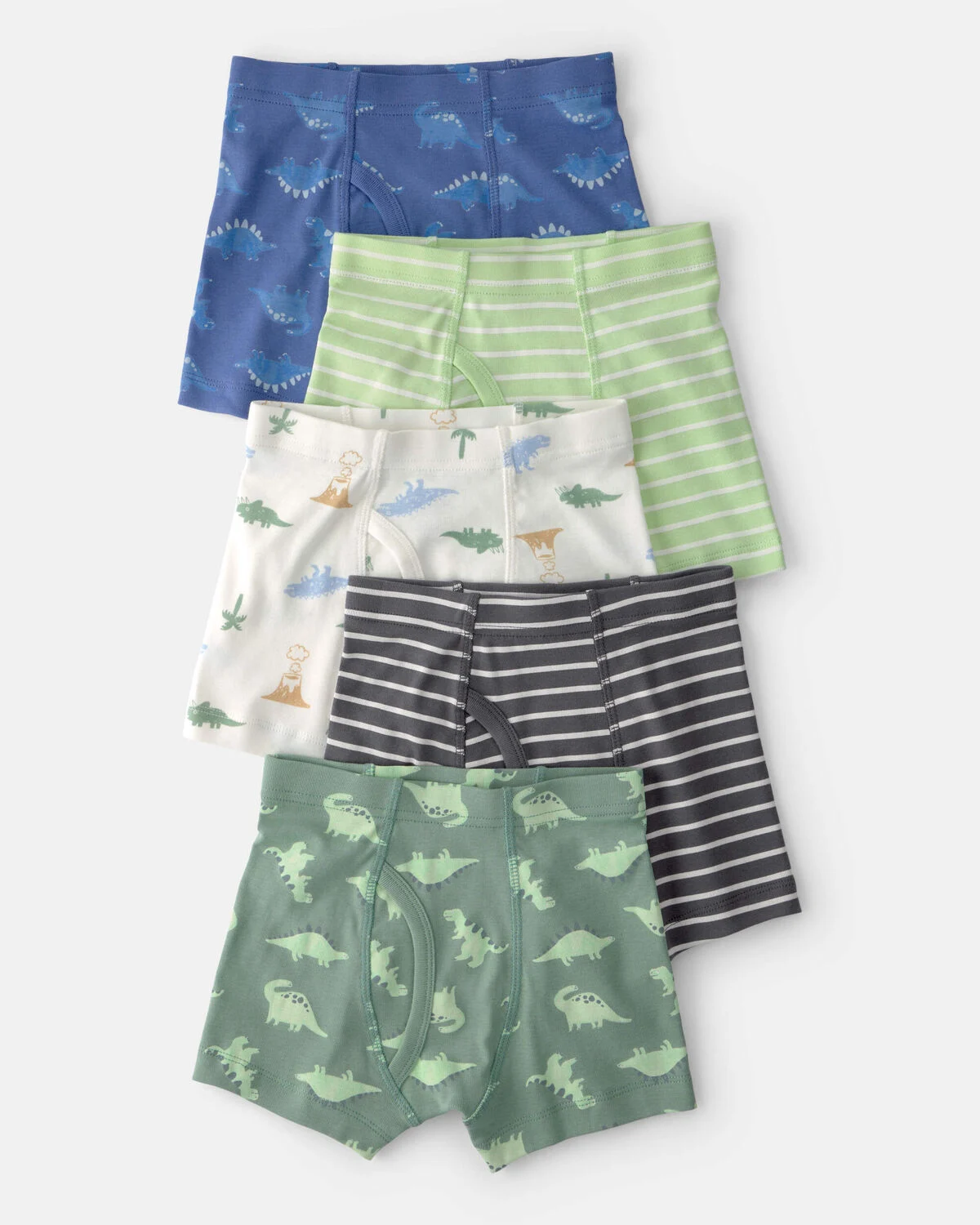 Toddler Boy 5-Pack Dino Boxer Brief Underwear - Green/Blue 1 Toddler Boy 5-Pack Dino Boxer Brief Underwear - Green/Blue