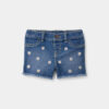 Baby Girl Daisy Denim Embroidered Shorts - Dark Wash