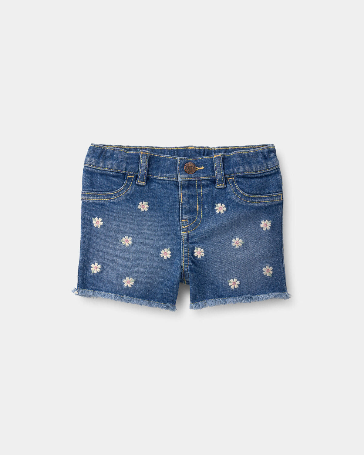 Baby Girl Daisy Denim Embroidered Shorts - Dark Wash 1 Baby Girl Daisy Denim Embroidered Shorts - Dark Wash