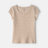 Girls Stripe Ribbed Top - Brown/Ivory