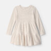 Toddler Girl Flower Ribbed Long-Sleeve Dress - Cream