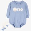 Baby Boy 2-Piece Birthday Bubble & Socks Set - Blue/White