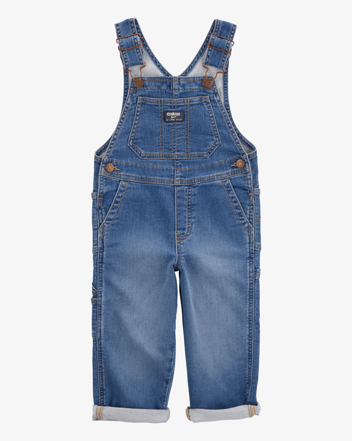 Toddler Stretch Denim Overalls - Medium Wash