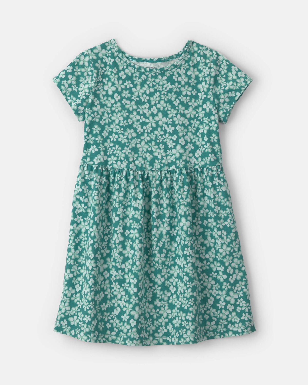 Girls Floral Short-Sleeve Dress - Green 1 Girls Floral Short-Sleeve Dress - Green