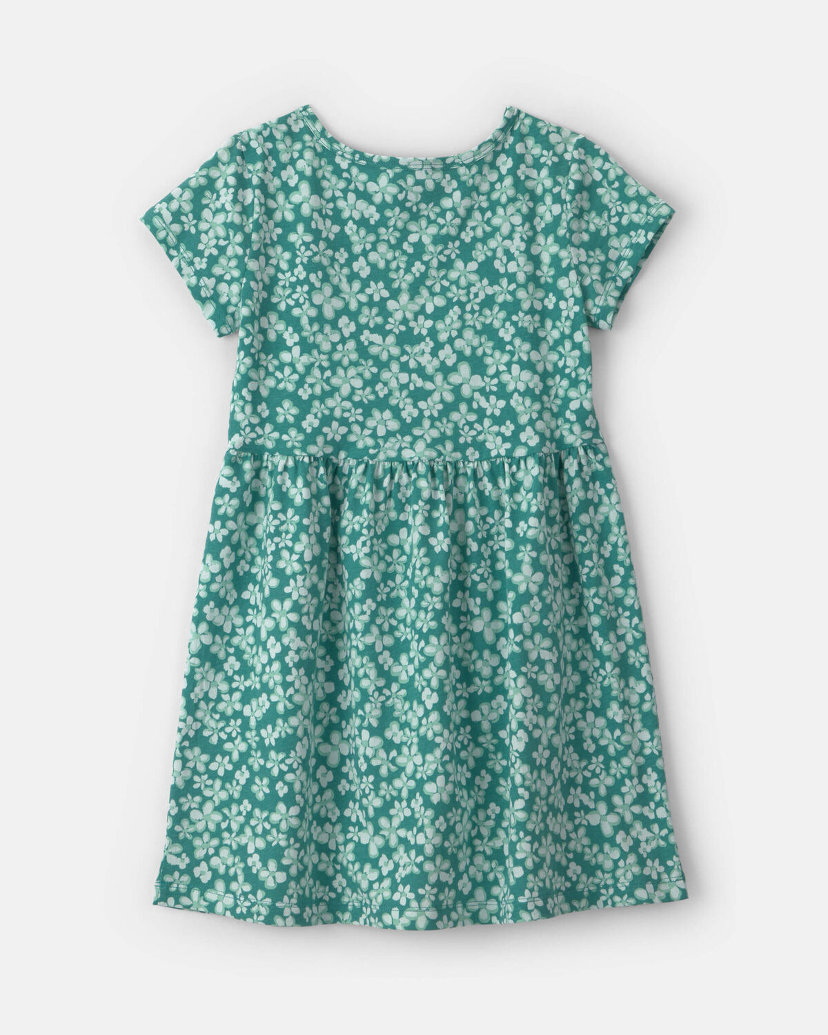 Girls Floral Short-Sleeve Dress - Green 2 Girls Floral Short-Sleeve Dress - Green
