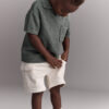 Toddler Boy French Terry Cargo Short with Pockets - Cream