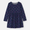 Girls Floral Long-Sleeve Dress - Navy Blue