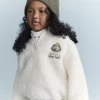 Toddler Let's Have Fun'  Sherpa Quarter-Zip Sweatshirt - Cream