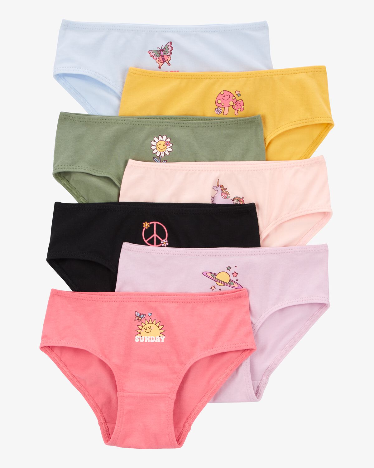 Kid 7-Pack Weekdays Hipster Stretch Cotton Undies 1 Kid 7-Pack Weekdays Hipster Stretch Cotton Undies