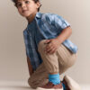 Toddler Boy Button-Down Short-Sleeve Shirt in Plaid - Blue