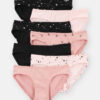 Girls 7-Pack Star Print Bikini Underwear - Black/Pink