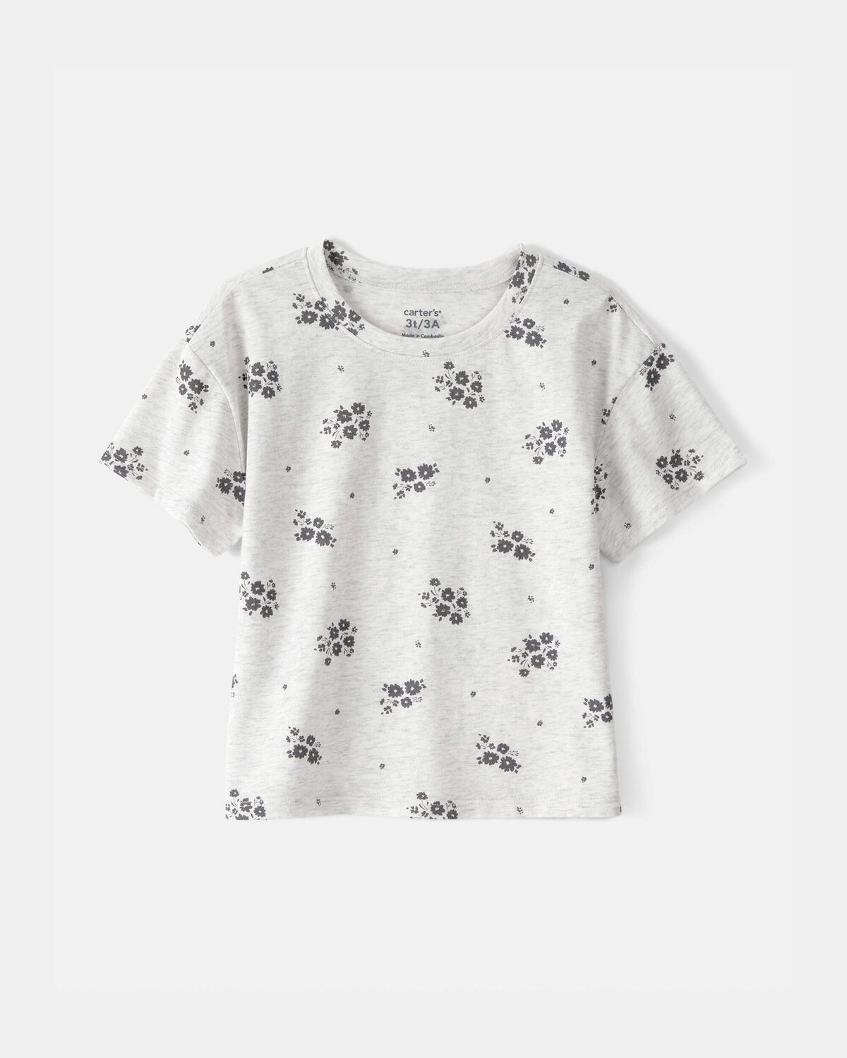 Toddler Girl Floral Relaxed Top - Grey 1 Toddler Girl Floral Relaxed Top - Grey