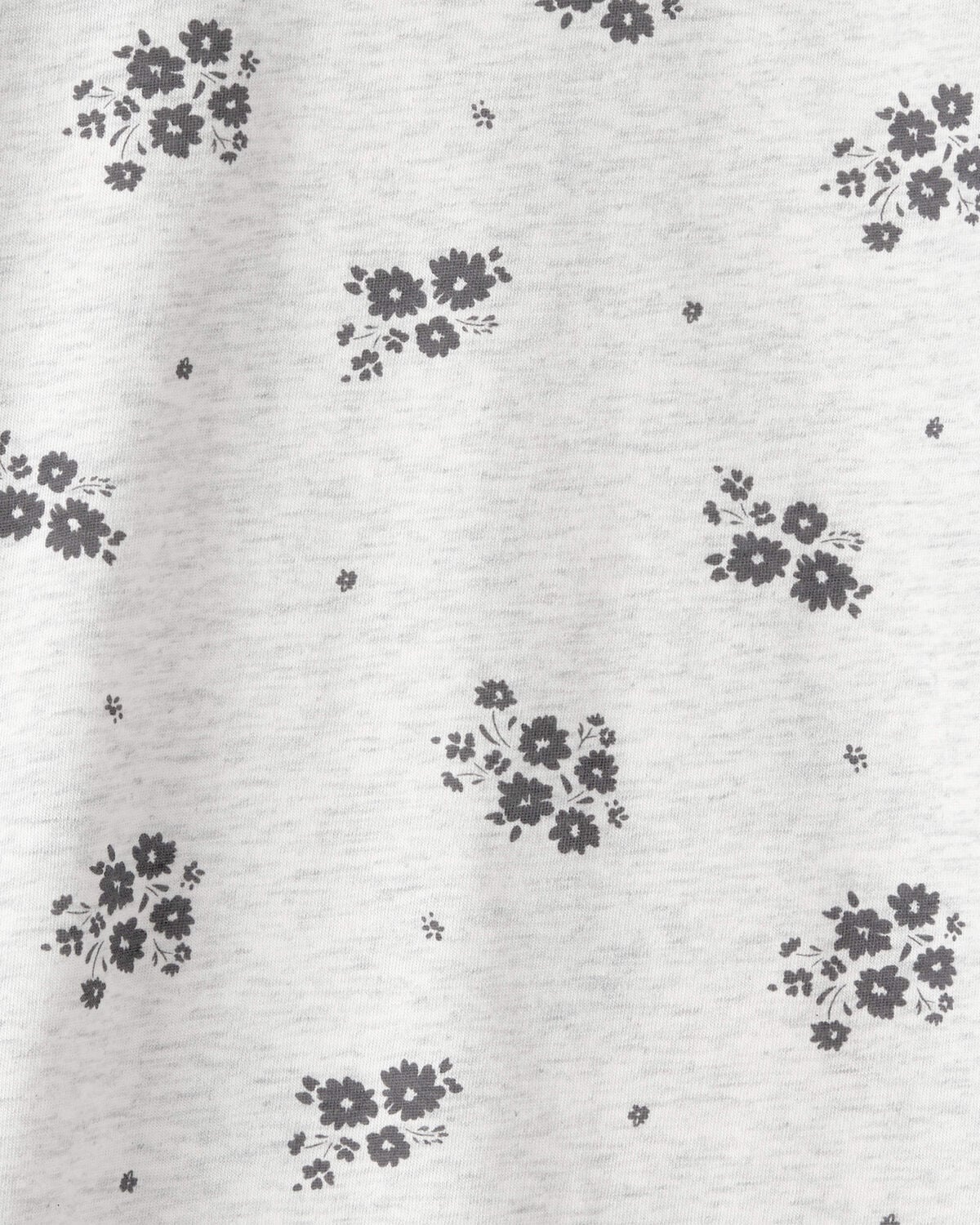 Toddler Girl Floral Relaxed Top - Grey 2 Toddler Girl Floral Relaxed Top - Grey