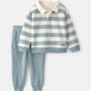 Baby Boy 2-Piece Striped Fleece Henley Top & Pant Set - Blue/Cream 8 Baby Boy 2-Piece Striped Fleece Henley Top & Pant Set - Blue/Cream