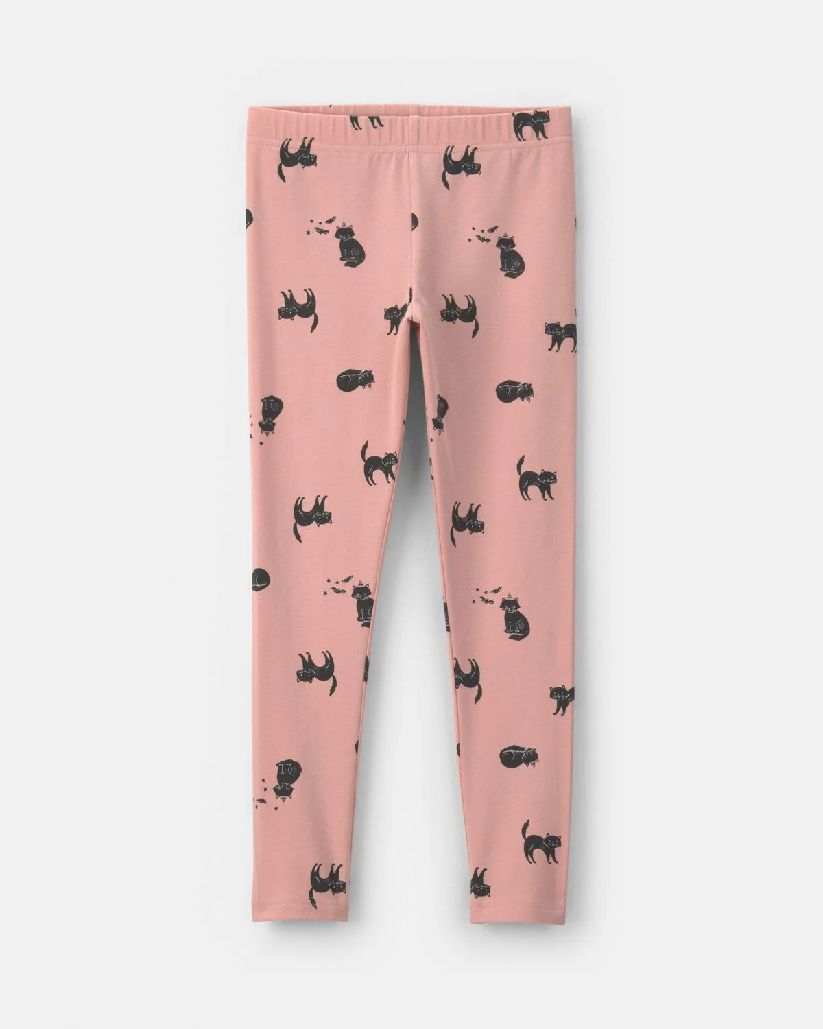 Girls Cat Halloween Pull-On Stretch Leggings - Pink 1 Girls Cat Halloween Pull-On Stretch Leggings - Pink