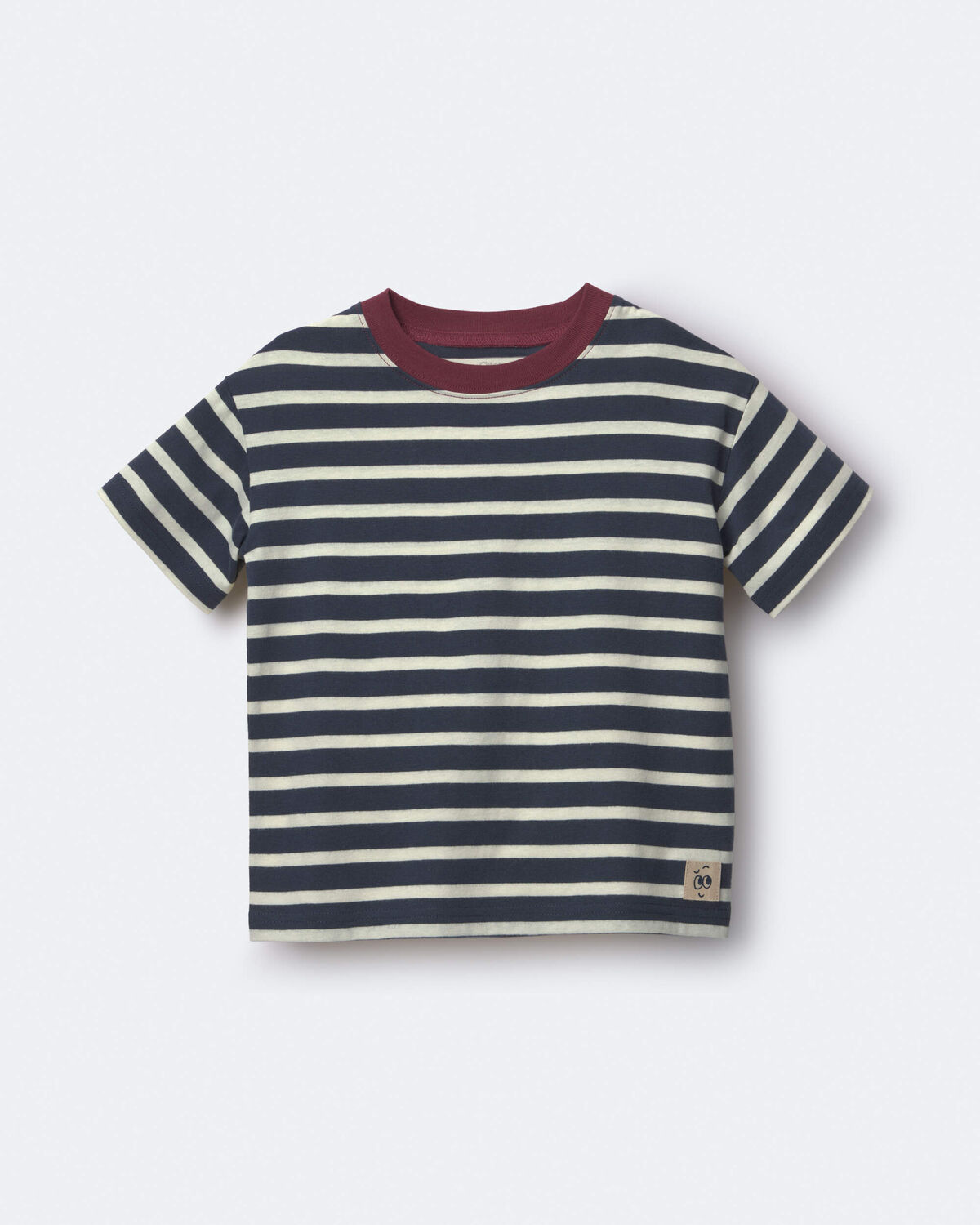 Toddler Relaxed Tee in Stripes - Navy/Burgundy