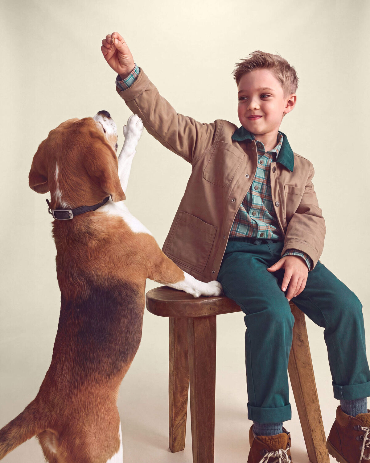 Boys Plaid Long-Sleeve Button-Down Shirt - Green 4 Boys Plaid Long-Sleeve Button-Down Shirt - Green