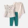 Baby Girl 3-Piece Floral Long-Sleeve Layering Set - Grey