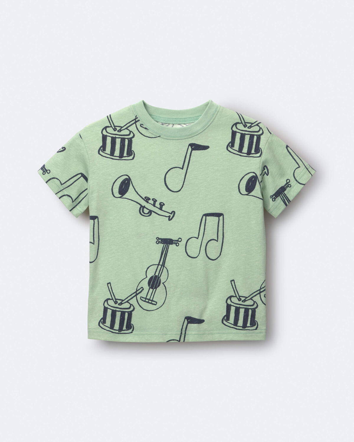 Toddler Relaxed Graphic Tee in Music Print - Green 2 Toddler Relaxed Graphic Tee in Music Print - Green