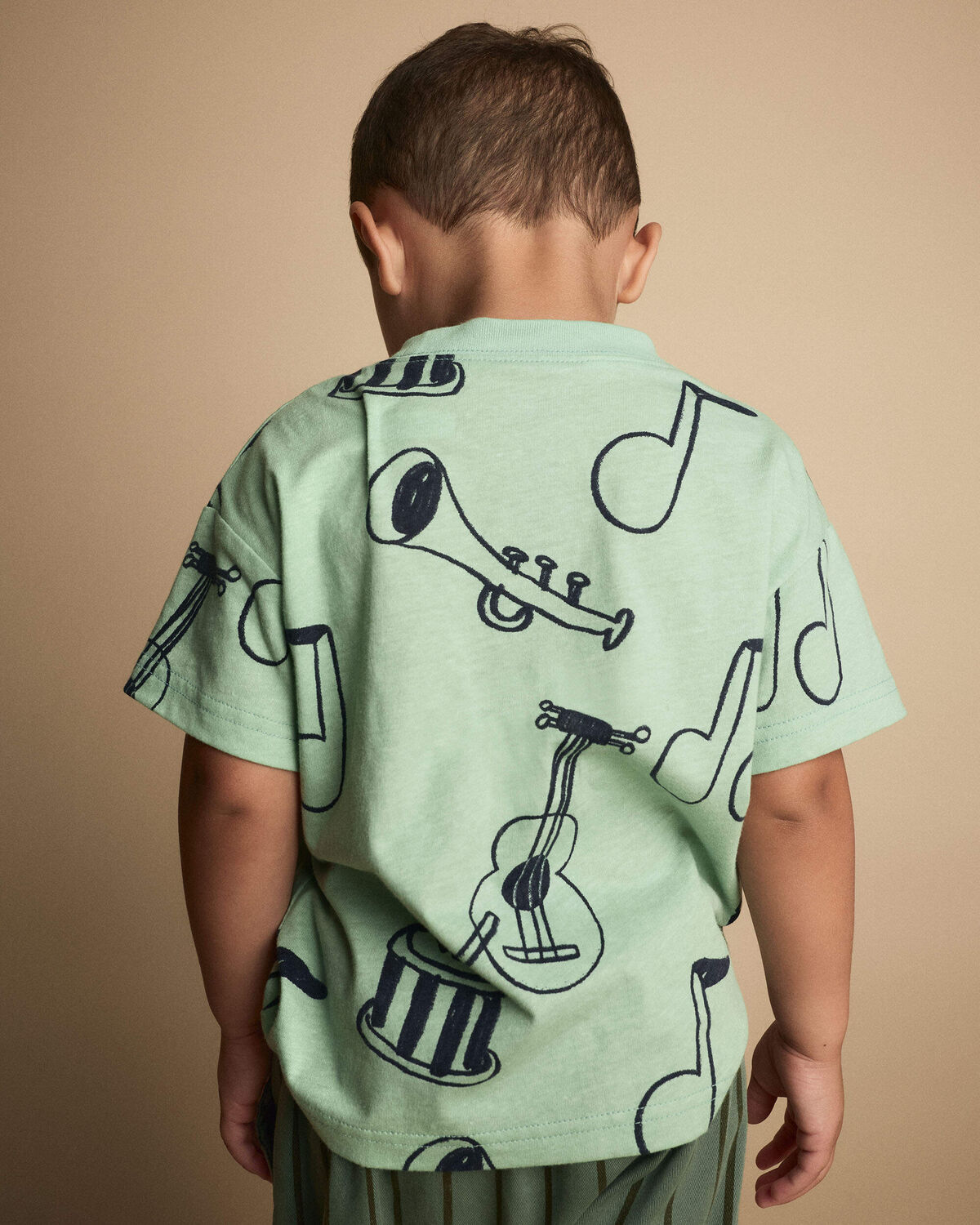 Toddler Relaxed Graphic Tee in Music Print - Green 5 Toddler Relaxed Graphic Tee in Music Print - Green