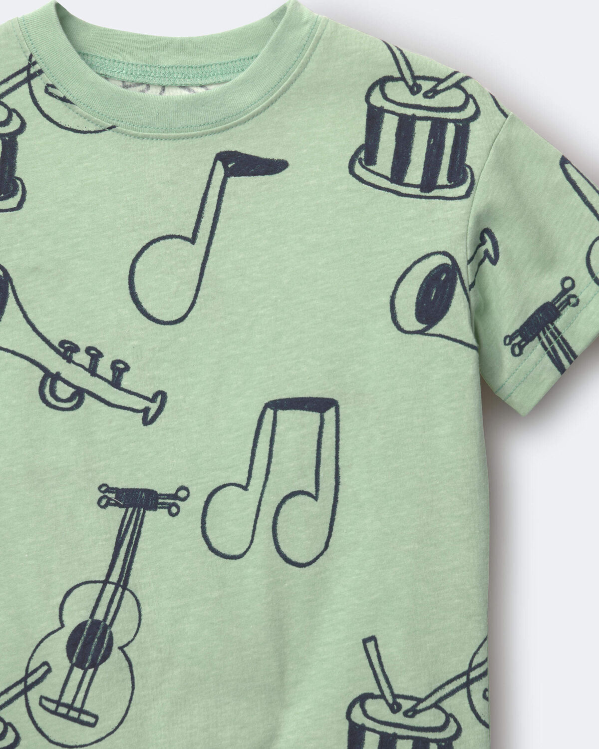 Toddler Relaxed Graphic Tee in Music Print - Green 6 Toddler Relaxed Graphic Tee in Music Print - Green