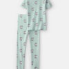 Kids Soccer 100% Cotton Short-Sleeve Snug Fit 2-Piece Pajama Set - Green