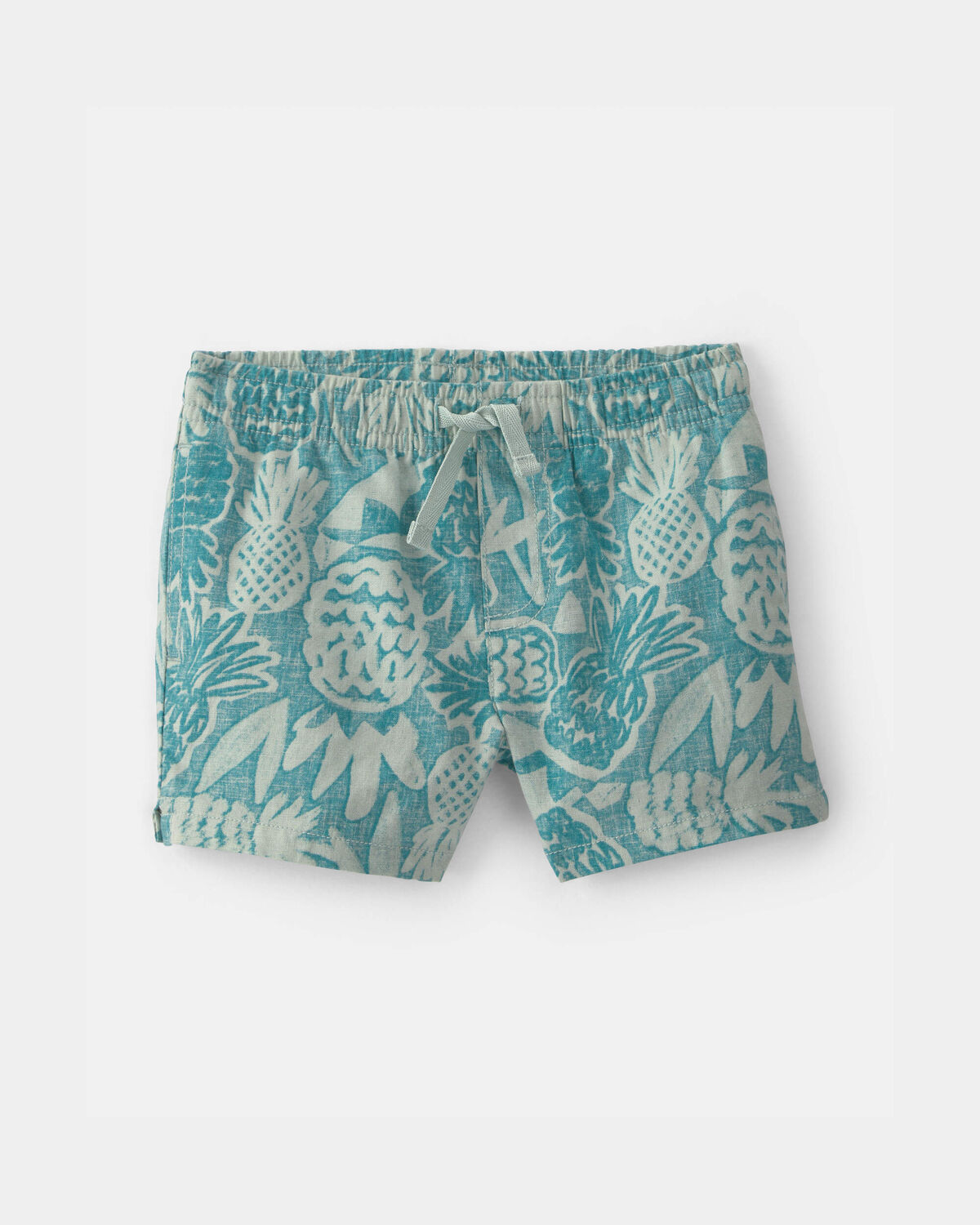 Baby Boy Pineapple Linen Shorts - Blue 1 Baby Boy Pineapple Linen Shorts - Blue