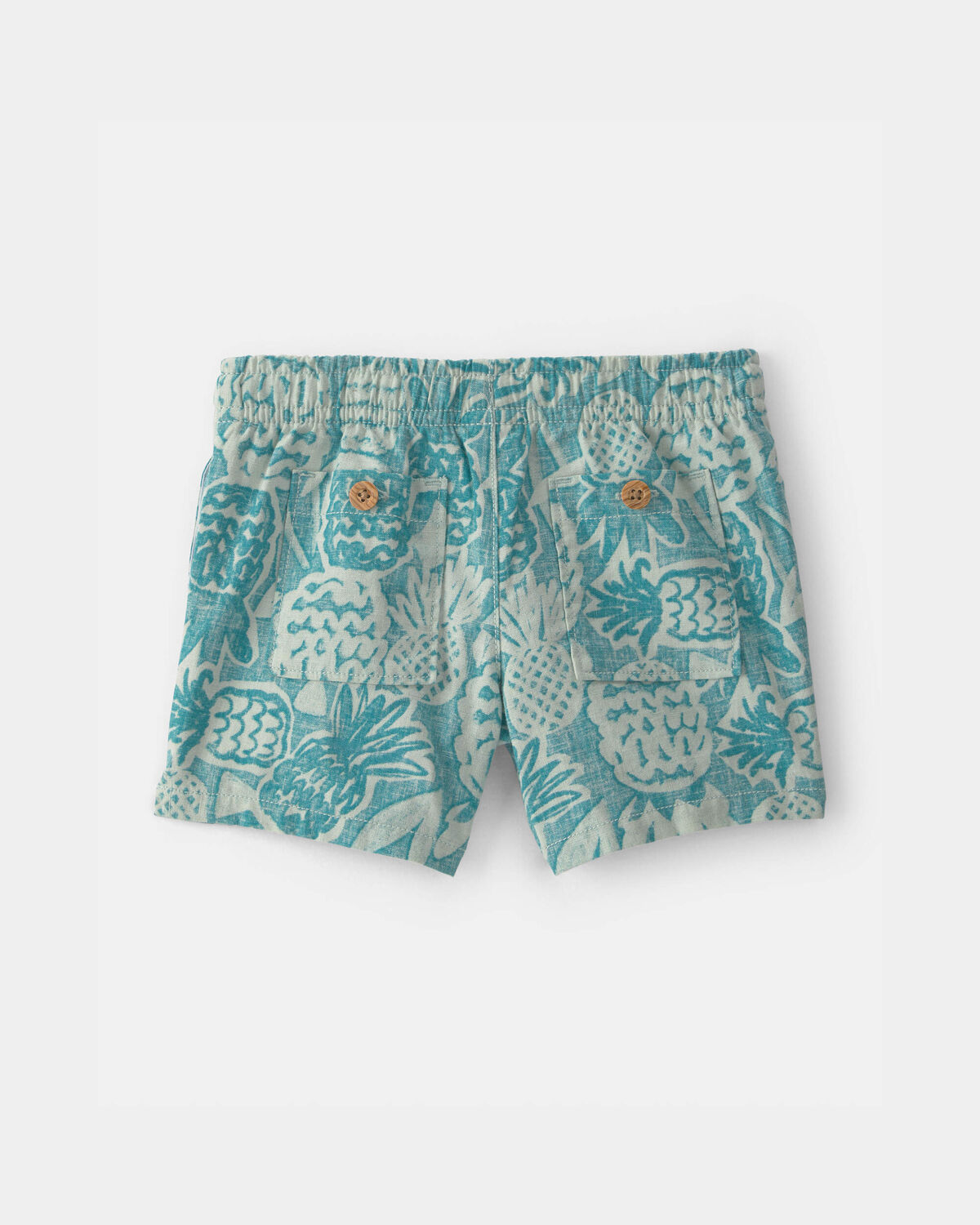 Baby Boy Pineapple Linen Shorts - Blue 2 Baby Boy Pineapple Linen Shorts - Blue