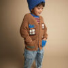 Toddler Cardigan with Avenue Pockets in House Print - Brown 12 Toddler Cardigan with Avenue Pockets in House Print - Brown