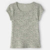 Girls Floral Ribbed Top - Green