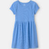 Girls Rib Short-Sleeve Dress - Blue