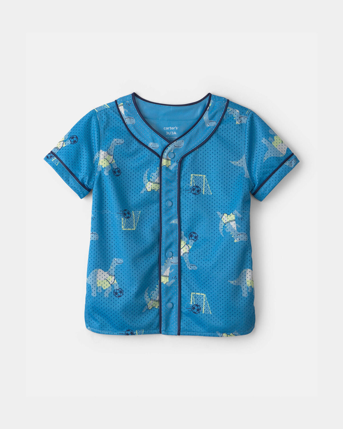 Toddler Boy Dinosaur Soccer Mesh Jersey - Blue 1 Toddler Boy Dinosaur Soccer Mesh Jersey - Blue