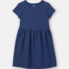 Girls Bow Short-Sleeve Dress - Navy Blue