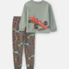 Boys 2-Piece Race Car Fleece Loose Fit Pajama Set - Grey/Green 3 Boys 2-Piece Race Car Fleece Loose Fit Pajama Set - Grey/Green