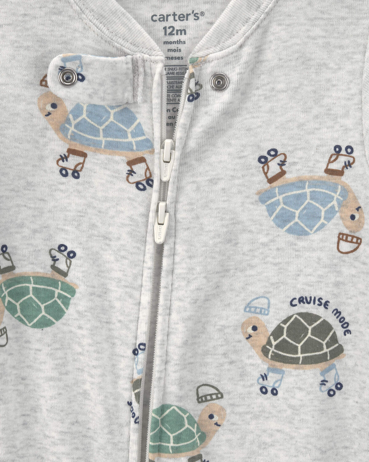Baby Boy Skating Turtle Print Snug Fit 1-Piece Pajama 3 Baby Boy Skating Turtle Print Snug Fit 1-Piece Pajama