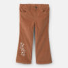 Toddler Girl Floral Embroidered Corduroy Flare Pants - Brown