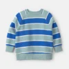 Boys Striped Fleece Pullover Sweatshirt - Blue