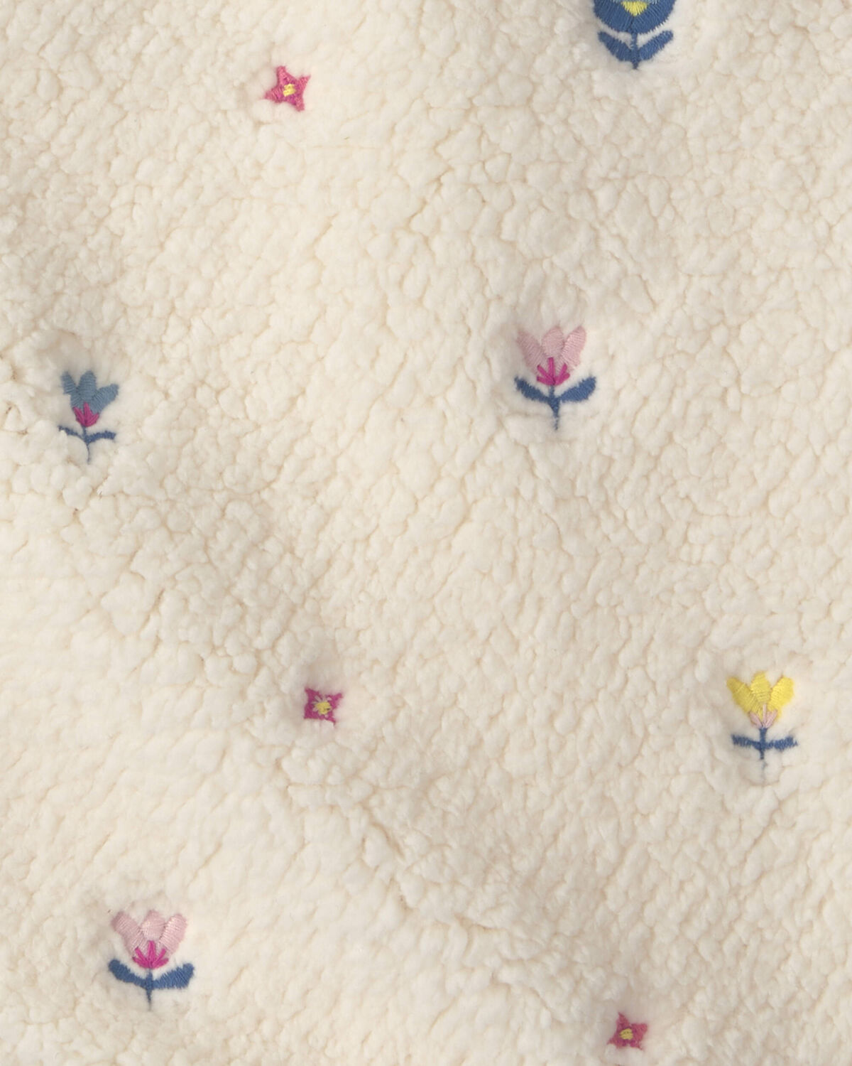 Girls Floral Teddy Fleece Vest - Cream 2 Girls Floral Teddy Fleece Vest - Cream