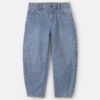 Girls Fleece-Lined Denim Barrel Jeans - Light Wash
